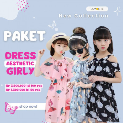 PAKET DRESS AESTHETIC GIRLY ISI 100 PCS